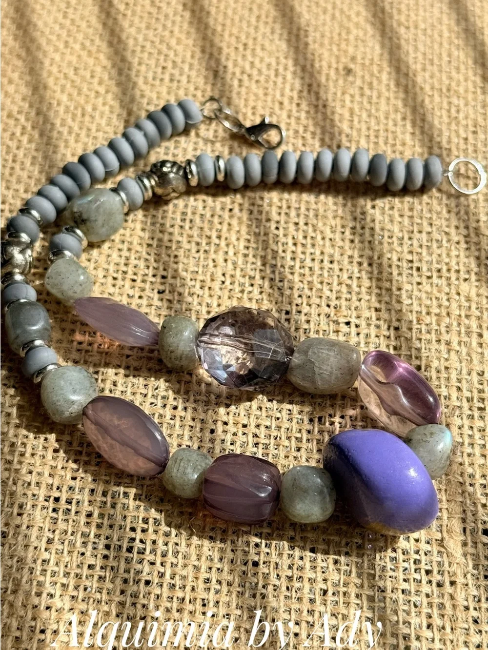 OVERSIZED  + labradorite choker short statement necklace
